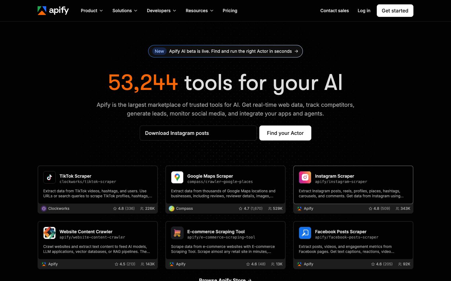 Apify website