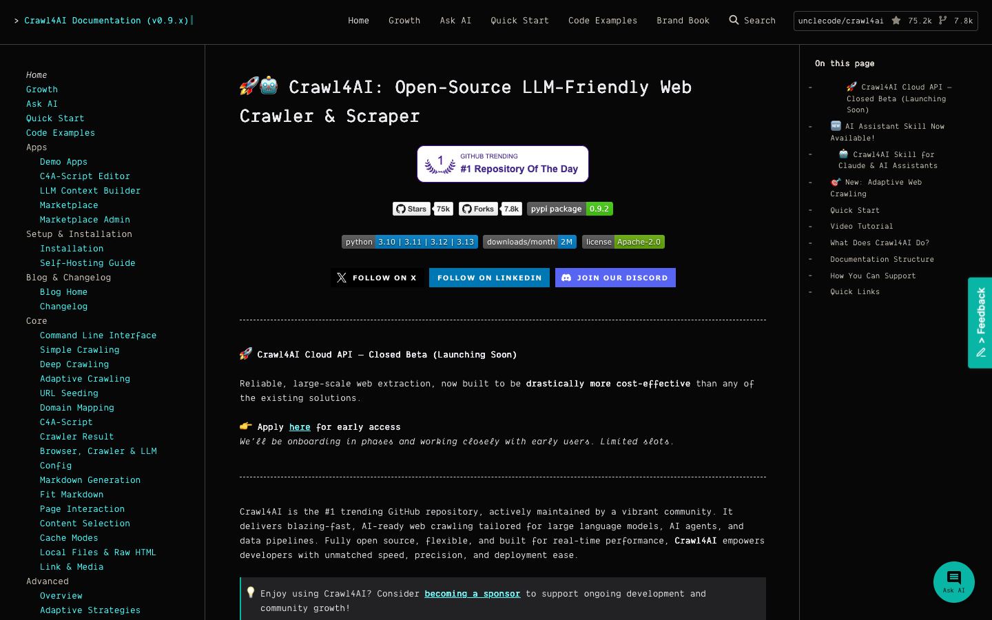 Crawl4AI website