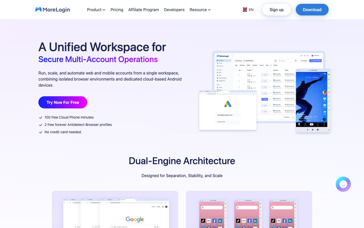 MoreLogin website