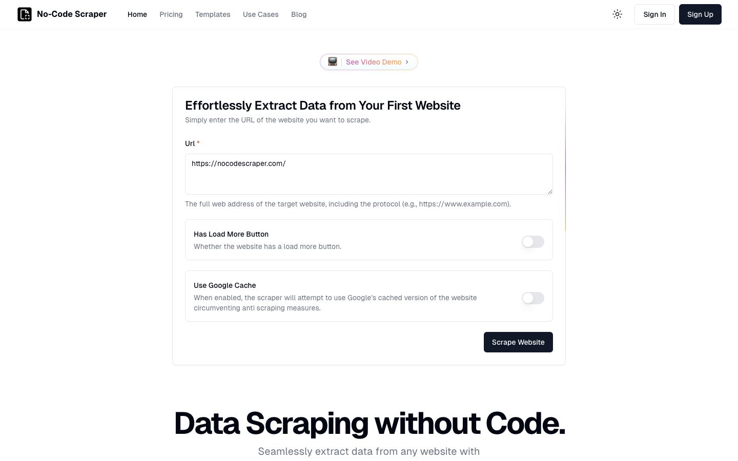 No-Code Scraper website