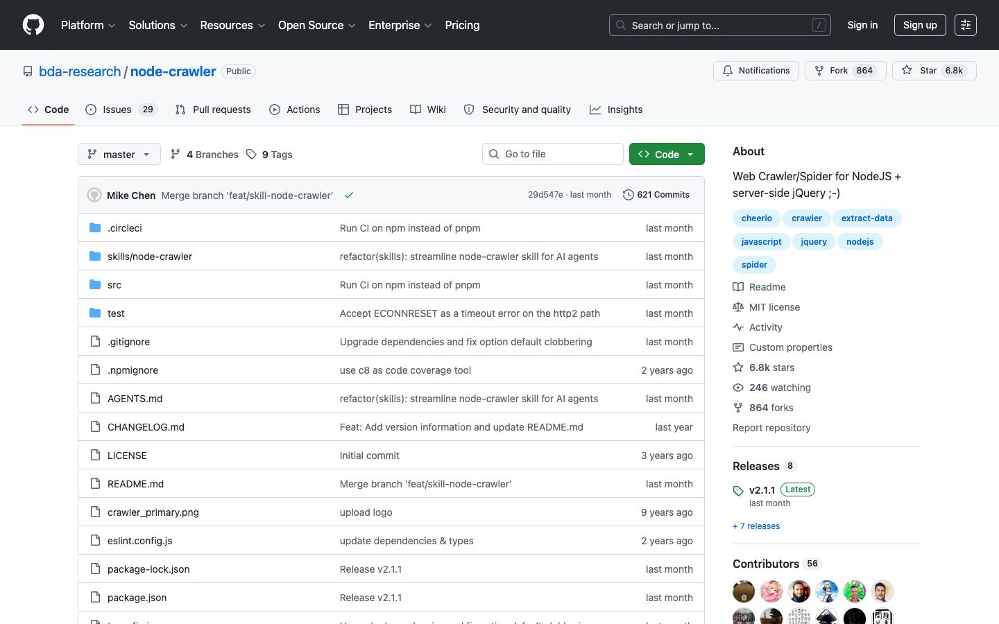 node-crawler website