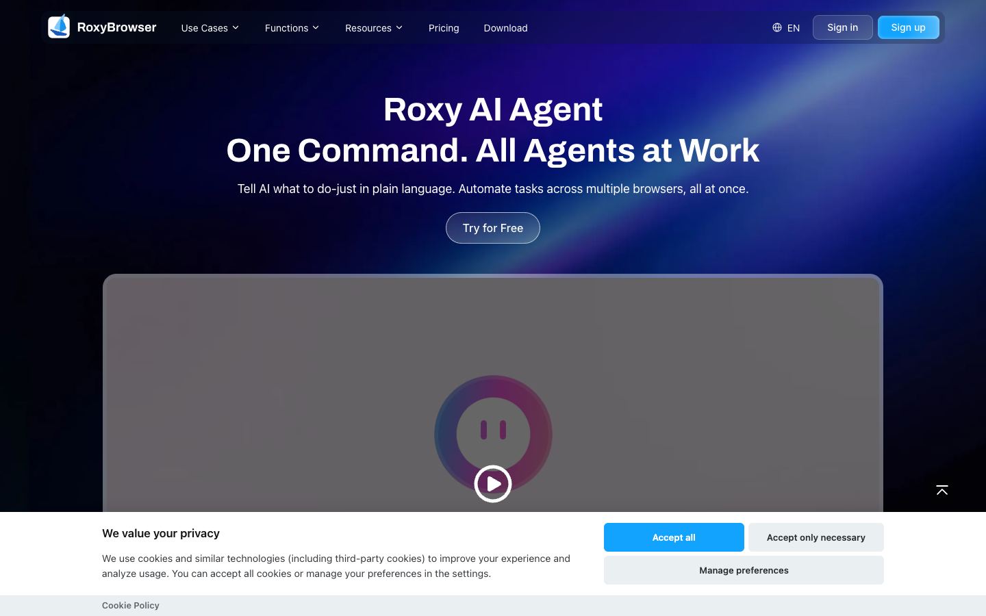 RoxyBrowser website