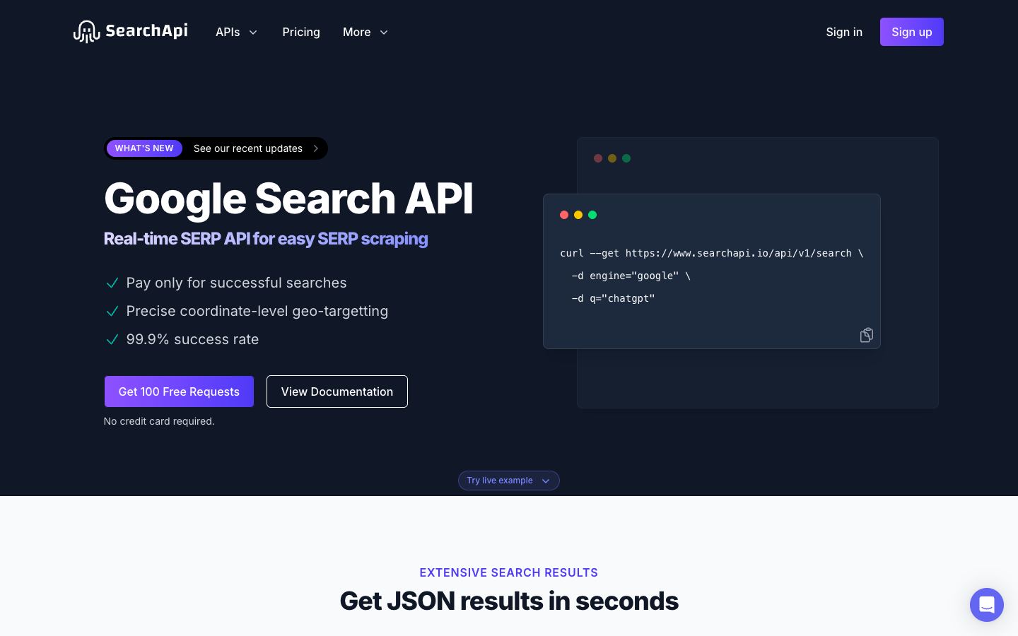 SearchApi website