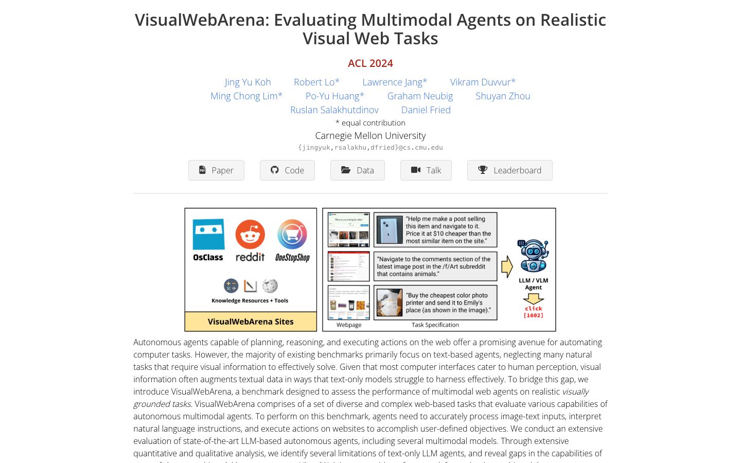 VisualWebArena website