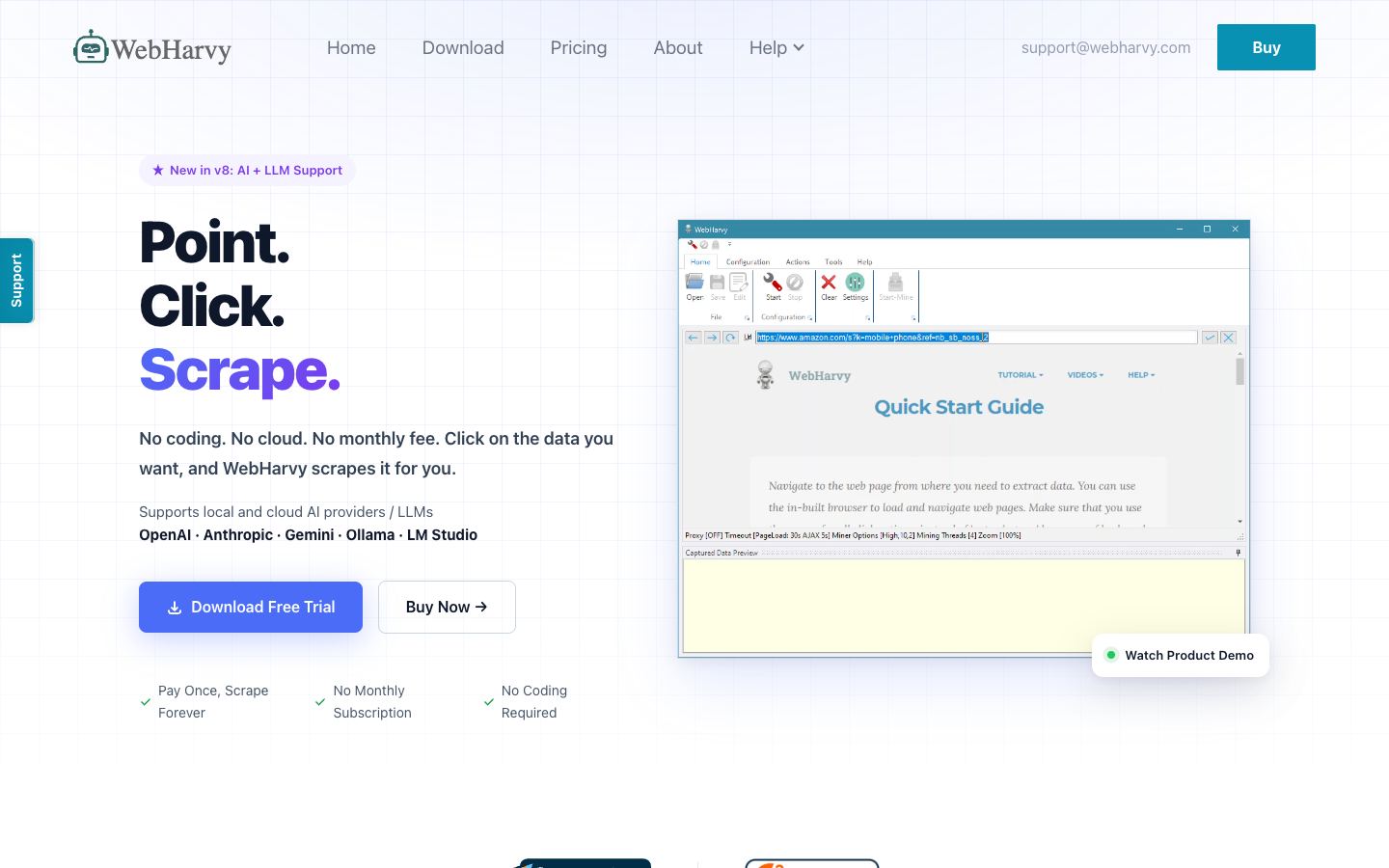 WebHarvy website